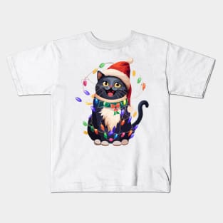 Christmas Lights Cat Merry Catmas Kids T-Shirt